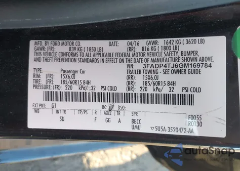 2016 Ford Fiesta S from USA, damaged, VIN 3FADP4TJ6GM169784